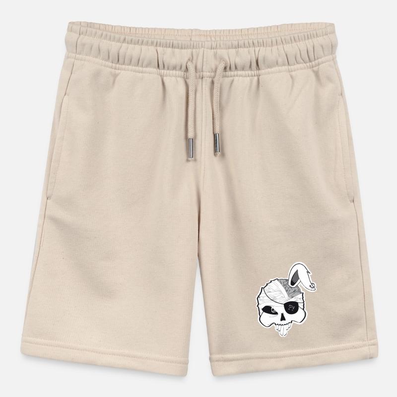 Pirate bunny skull with brain and rabbit ear Stanley/Stella MINI BOLTER Organic Teen Jogging Shorts