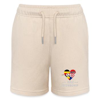 Uganda and Croatia 100% friendship - Stanley/Stella MINI BOLTER Organic Teen Jogging Shorts - soft Ecru - Front