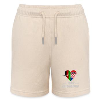 Afghanistan und Kroatien 100% Freundschaft - Stanley/Stella Teenager Bio-Joggingshorts MINI BOLTER - Natur - Vorne