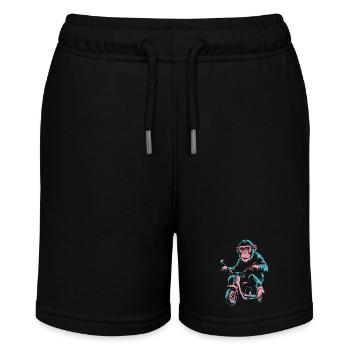 Affe auf dem Roller – Retro Streetstyle - Stanley/Stella Teenager Bio-Joggingshorts MINI BOLTER - Schwarz - Vorne