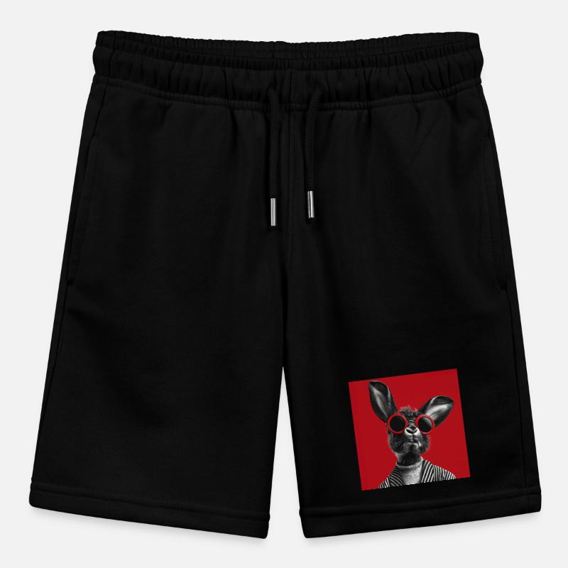 Hase mit Sonnenbrille vor rotem Hintergrund Stanley/Stella Teenager Bio-Joggingshorts MINI BOLTER