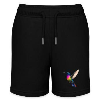 Vibrant Rainbow Hummingbird Design - Stanley/Stella MINI BOLTER Organic Teen Jogging Shorts - black - Front