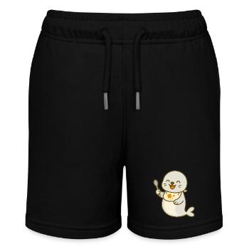 Futtern mit dem Robbenbaby - Stanley/Stella Teenager Bio-Joggingshorts MINI BOLTER - Schwarz - Vorne