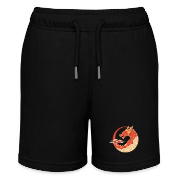 Feuriger Drachenschwung - Chinese Design Dragon - Stanley/Stella Teenager Bio-Joggingshorts MINI BOLTER - Schwarz - Vorne