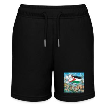 Dove of peace over Palestine flag - Stanley/Stella MINI BOLTER Organic Teen Jogging Shorts - black - Front