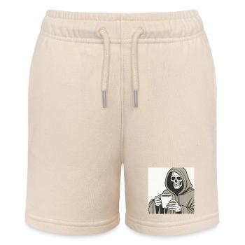 Sensenmann Skelett Becher mit Kapuze - Stanley/Stella Teenager Bio-Joggingshorts MINI BOLTER - Natur - Vorne