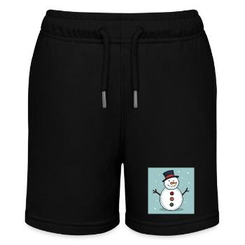Bunter Schneemann mit Knöpfen - Stanley/Stella Teenager Bio-Joggingshorts MINI BOLTER - Schwarz - Vorne