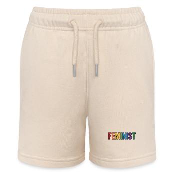 Feministisch – Feminismus Logo T-Shirt - Stanley/Stella Teenager Bio-Joggingshorts MINI BOLTER - Natur - Vorne
