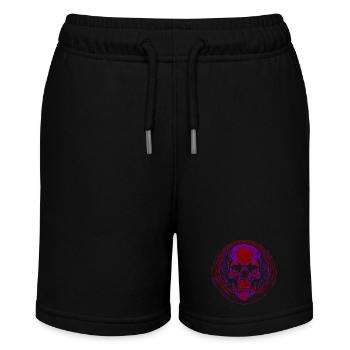 Purpurroter Schädel Mandala - Stanley/Stella Teenager Bio-Joggingshorts MINI BOLTER - Schwarz - Vorne