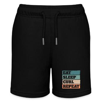 Eat Sleep Curl Repeat Retro Vintage Sport Look - Stanley/Stella Teenager Bio-Joggingshorts MINI BOLTER - Schwarz - Vorne
