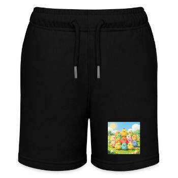 Colorful Chickens Group Photo - Stanley/Stella MINI BOLTER Organic Teen Jogging Shorts - black - Front