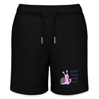 Große Dinge brauchen Zeit - Stanley/Stella Teenager Bio-Joggingshorts MINI BOLTER - Schwarz - Vorne