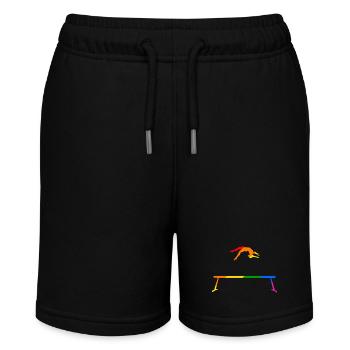 Gymnastics on rainbow balance beam - Stanley/Stella MINI BOLTER Organic Teen Jogging Shorts - black - Front