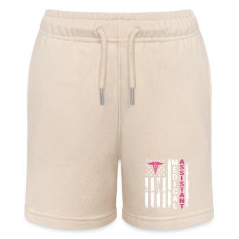 Medizinischer Assistent Medizinische Assistentin unter amerikanischer Flagge - Stanley/Stella Teenager Bio-Joggingshorts MINI BOLTER - Natur - Vorne