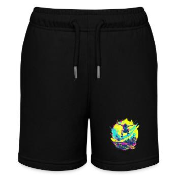 Neon Skater – Ride or Die Graffiti Style - Stanley/Stella Teenager Bio-Joggingshorts MINI BOLTER - Schwarz - Vorne