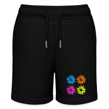 Floral Pop Art Four Colors - Stanley/Stella MINI BOLTER Organic Teen Jogging Shorts - black - Front