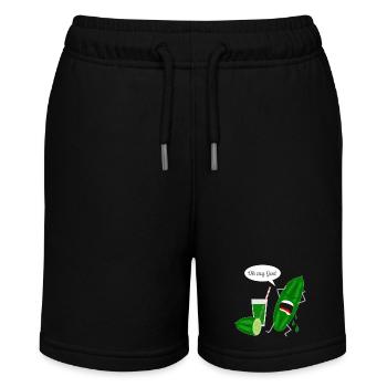 Humorvolles Gurkendesign mit Schrei - Stanley/Stella Teenager Bio-Joggingshorts MINI BOLTER - Schwarz - Vorne