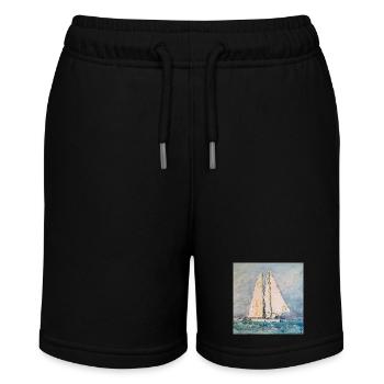 Segelboot auf See - Stanley/Stella Teenager Bio-Joggingshorts MINI BOLTER - Schwarz - Vorne