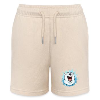 Laughing Polar Bear in Blue Lightning - Stanley/Stella MINI BOLTER Organic Teen Jogging Shorts - soft Ecru - Front