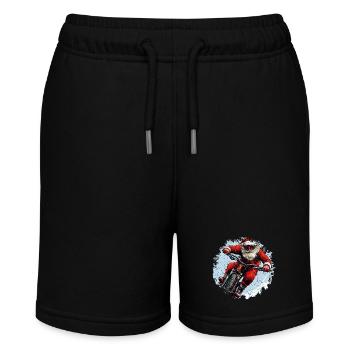 Downhill Biker Christmas / Santa Claus - Stanley/Stella MINI BOLTER Organic Teen Jogging Shorts - black - Front