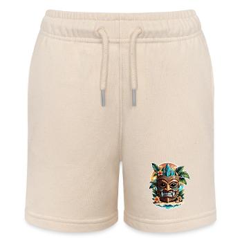 Tiki Beach - Polynesien Statue - Stanley/Stella Teenager Bio-Joggingshorts MINI BOLTER - Natur - Vorne
