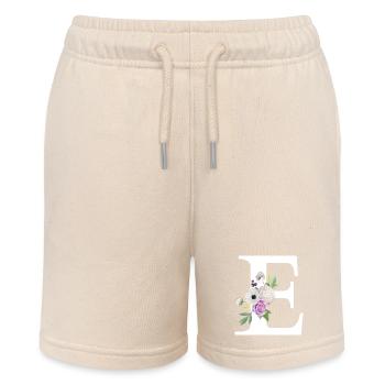 Lila Blumenbuchstabe E - Stanley/Stella Teenager Bio-Joggingshorts MINI BOLTER - Natur - Vorne