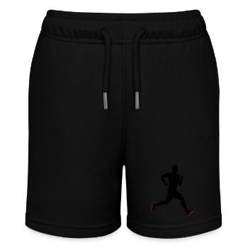 Running Marathon Mann Symbol - Stanley/Stella Teenager Bio-Joggingshorts MINI BOLTER - Schwarz - Vorne