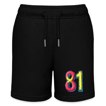 81 Zahl Symbol - Stanley/Stella Teenager Bio-Joggingshorts MINI BOLTER - Schwarz - Vorne