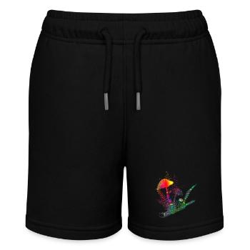 bunte Komposition Waldpilze,Gräser und Ast - Stanley/Stella Teenager Bio-Joggingshorts MINI BOLTER - Schwarz - Vorne