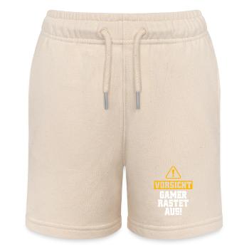 Gamer Rastet Aus Vorsicht Zocker Kann Ausrasten - Stanley/Stella Teenager Bio-Joggingshorts MINI BOLTER - Natur - Vorne