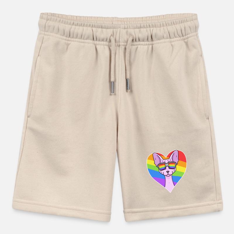 Sphynx Cat - Sphinx Cat - Rainbow Heart Stanley/Stella MINI BOLTER Organic Teen Jogging Shorts