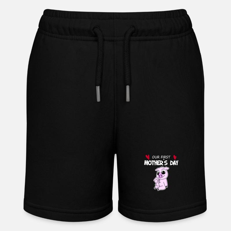 Muttertag Geschenk - Unser erster Muttertag - Stanley/Stella Teenager Bio-Joggingshorts MINI BOLTER - Schwarz