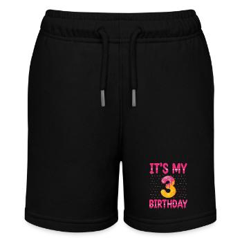 Es Ist Mein 3. Geburtstag | Sprinkles Thema | - Stanley/Stella Teenager Bio-Joggingshorts MINI BOLTER - Schwarz - Vorne