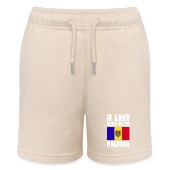 Moldova Flag Slogan - Stanley/Stella MINI BOLTER Organic Teen Jogging Shorts - soft Ecru - Front