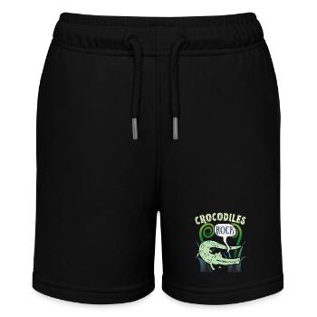 Krokodil-Crocodile, lustiger Spruch, Cartoon-Style - Stanley/Stella Teenager Bio-Joggingshorts MINI BOLTER - Schwarz - Vorne