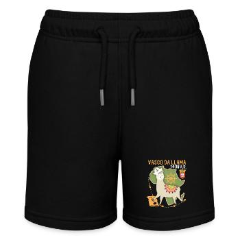 Lama-Llama, Vasco-Da-Gama, lustiger Spruch - Stanley/Stella Teenager Bio-Joggingshorts MINI BOLTER - Schwarz - Vorne
