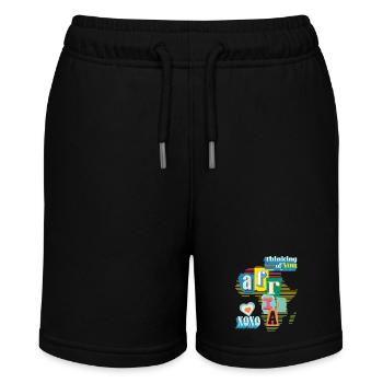Afrika, Landkarte, Typografie, Love-Liebe - Stanley/Stella Teenager Bio-Joggingshorts MINI BOLTER - Schwarz - Vorne