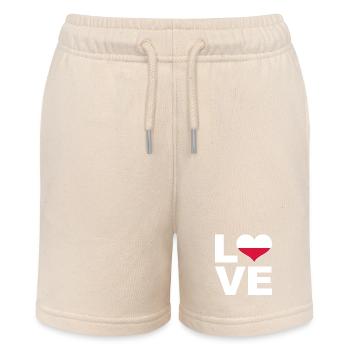 I love Poland heart flag Poland - Stanley/Stella MINI BOLTER Organic Teen Jogging Shorts - soft Ecru - Front