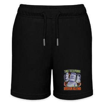 Stone Heads, Moai, Easter Island Rapa-Nui - Stanley/Stella MINI BOLTER Organic Teen Jogging Shorts - black - Front