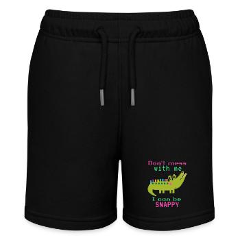 Krokodil-Crocodile, lustiger Spruch, Pun - Stanley/Stella Teenager Bio-Joggingshorts MINI BOLTER - Schwarz - Vorne