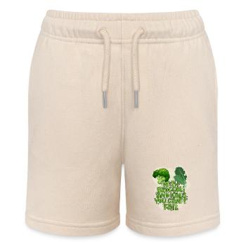 Brokkoli und Grünkohl lustiger Spruch - Stanley/Stella Teenager Bio-Joggingshorts MINI BOLTER - Natur - Vorne