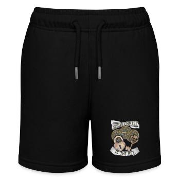 Cross of Christ, Jesus Christ Lock Key - Stanley/Stella MINI BOLTER Organic Teen Jogging Shorts - black - Front