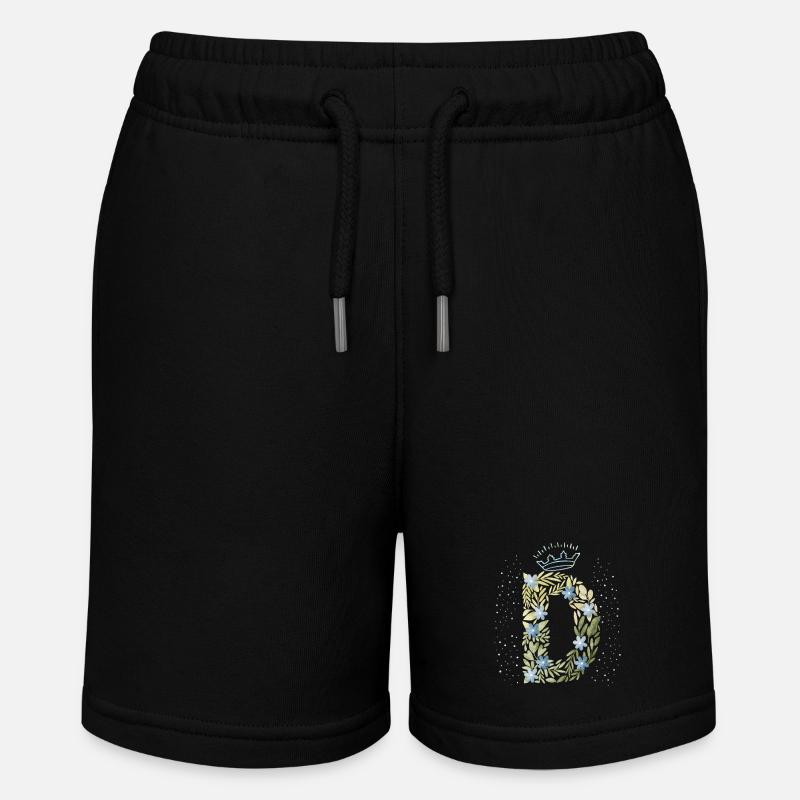 Monogramme lettre D avec couronne, ornement floral - Short bio MINI BOLTER Stanley/Stella Ado - noir