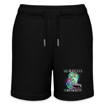 Crystals, Magic Crystals Saying Crystal-Power - Stanley/Stella MINI BOLTER Organic Teen Jogging Shorts - black - Front