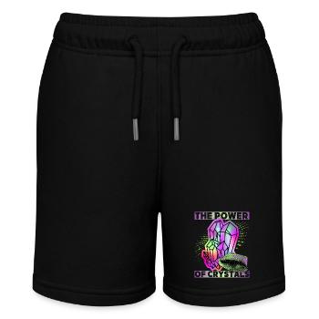 Crystals, Magic Crystals Saying Crystal-Power - Stanley/Stella MINI BOLTER Organic Teen Jogging Shorts - black - Front