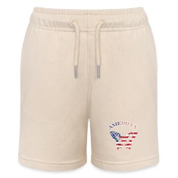 Amerifly 4. Juli Schmetterlingsflügel - Stanley/Stella Teenager Bio-Joggingshorts MINI BOLTER - Natur - Vorne