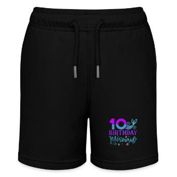 10th Birthday Mermaid - Stanley/Stella MINI BOLTER Organic Teen Jogging Shorts - black - Front