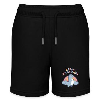 Kawaii Dinosaur, Rainbow Happy-Wednesday - Stanley/Stella MINI BOLTER Organic Teen Jogging Shorts - black - Front