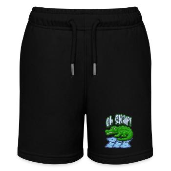 Krokodil-Crocodile, lustiger Spruch, Pun, Pixelart - Stanley/Stella Teenager Bio-Joggingshorts MINI BOLTER - Schwarz - Vorne