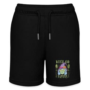 Comic Hexe mit Hexenbesen, lustiger Spruch, Pun - Stanley/Stella Teenager Bio-Joggingshorts MINI BOLTER - Schwarz - Vorne